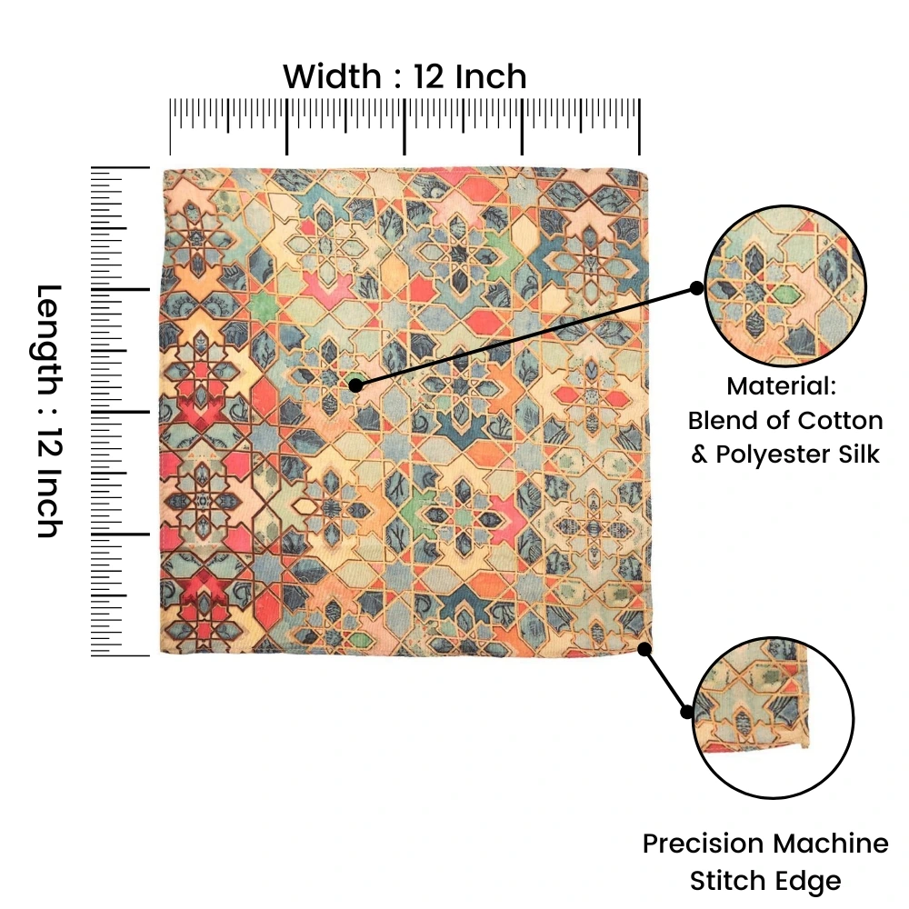Multicolor Geometric Pocket Square for Men