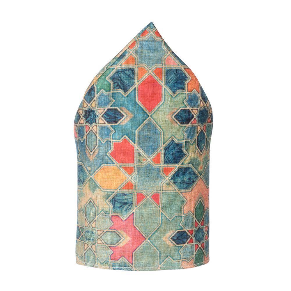 Multicolor Geometric Pocket Square for Men