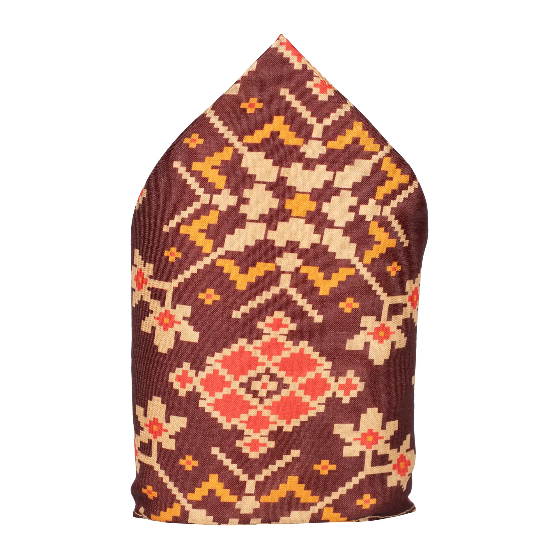 Brown Geometric Pocket Square for Men