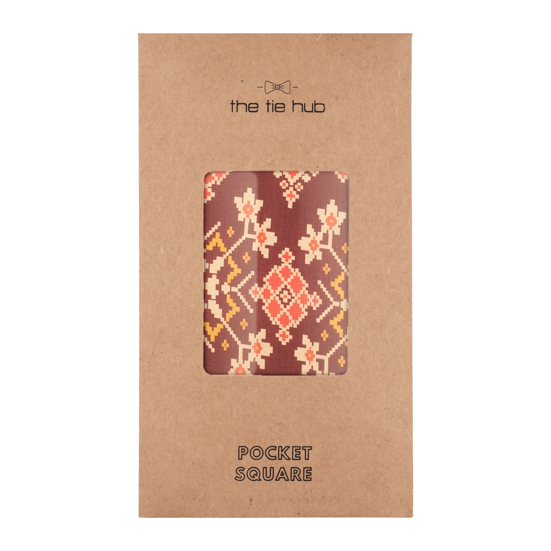 Brown Geometric Pocket Square for Men