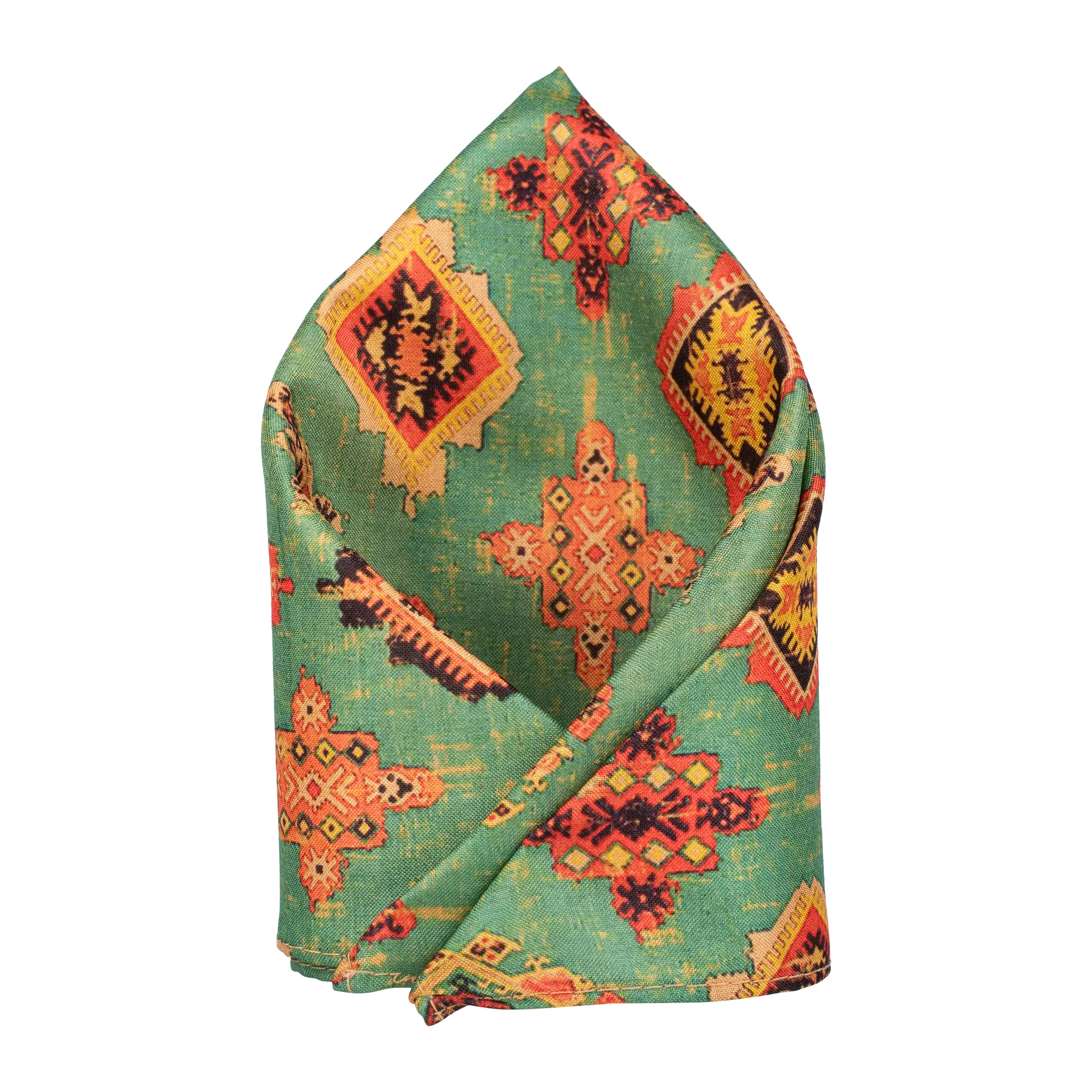 Green Geometric Pocket Square for Men
