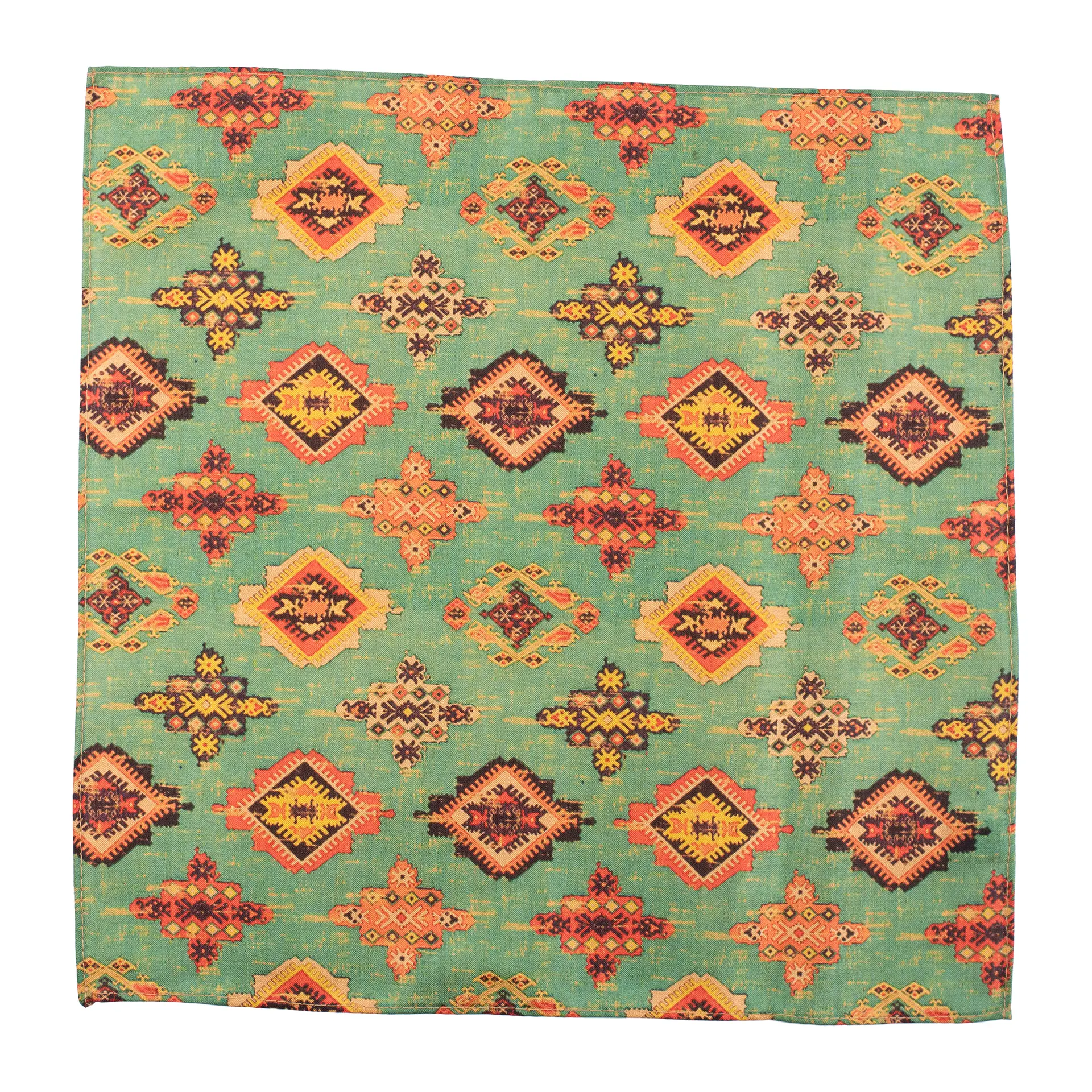 Green Geometric Pocket Square for Men
