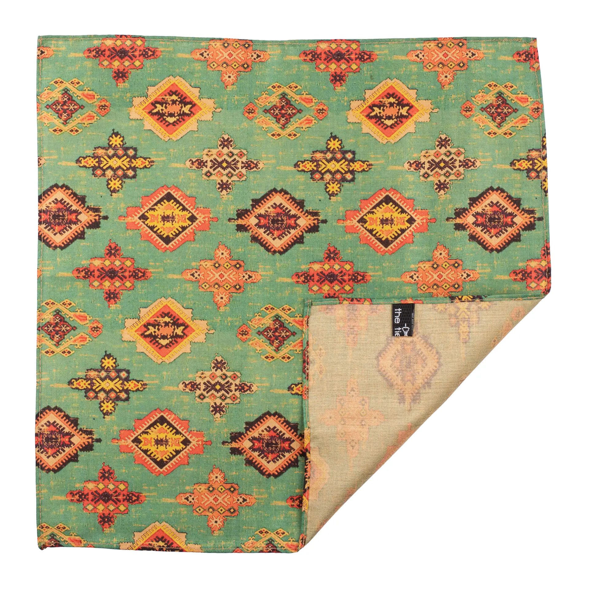 Green Geometric Pocket Square for Men