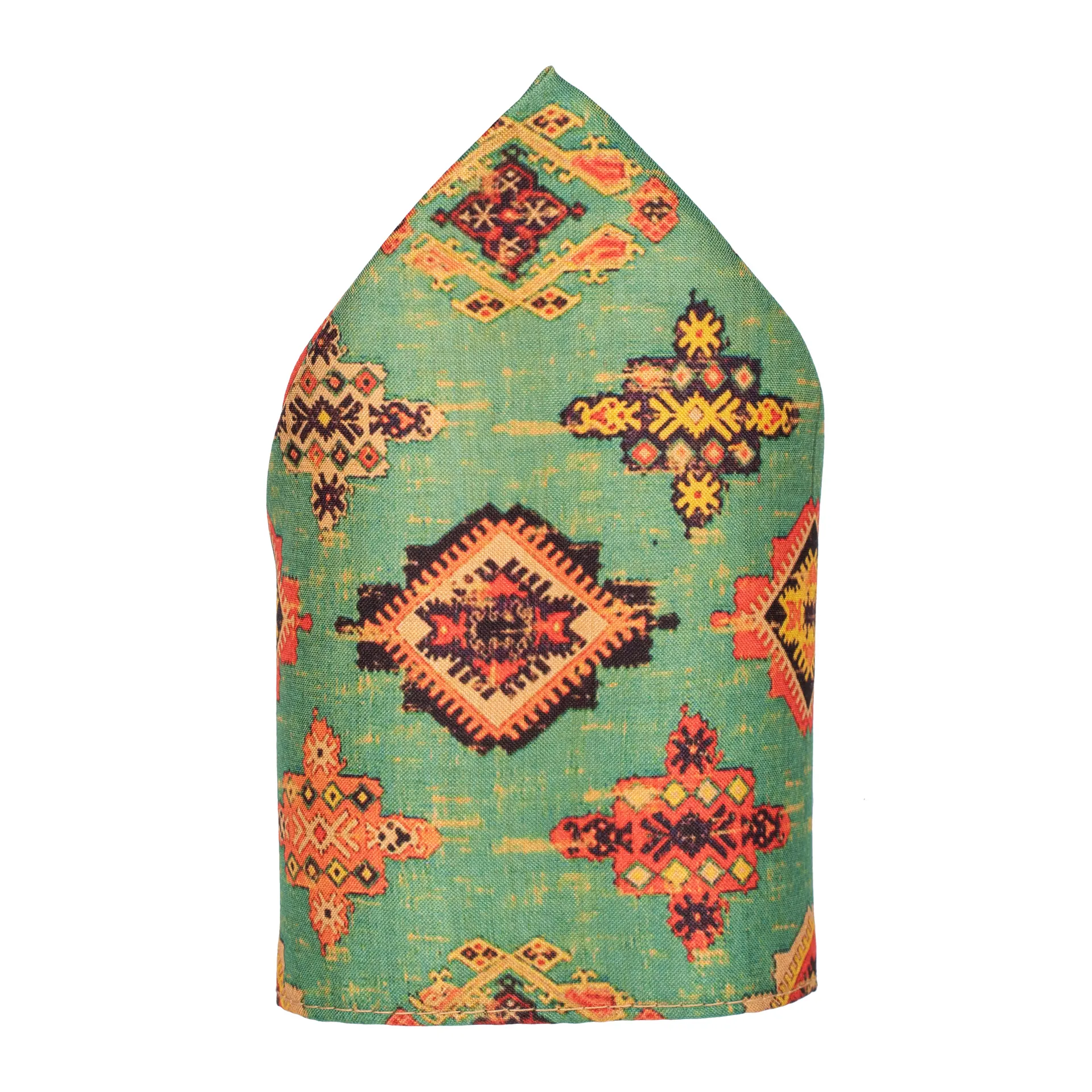 Green Geometric Pocket Square for Men