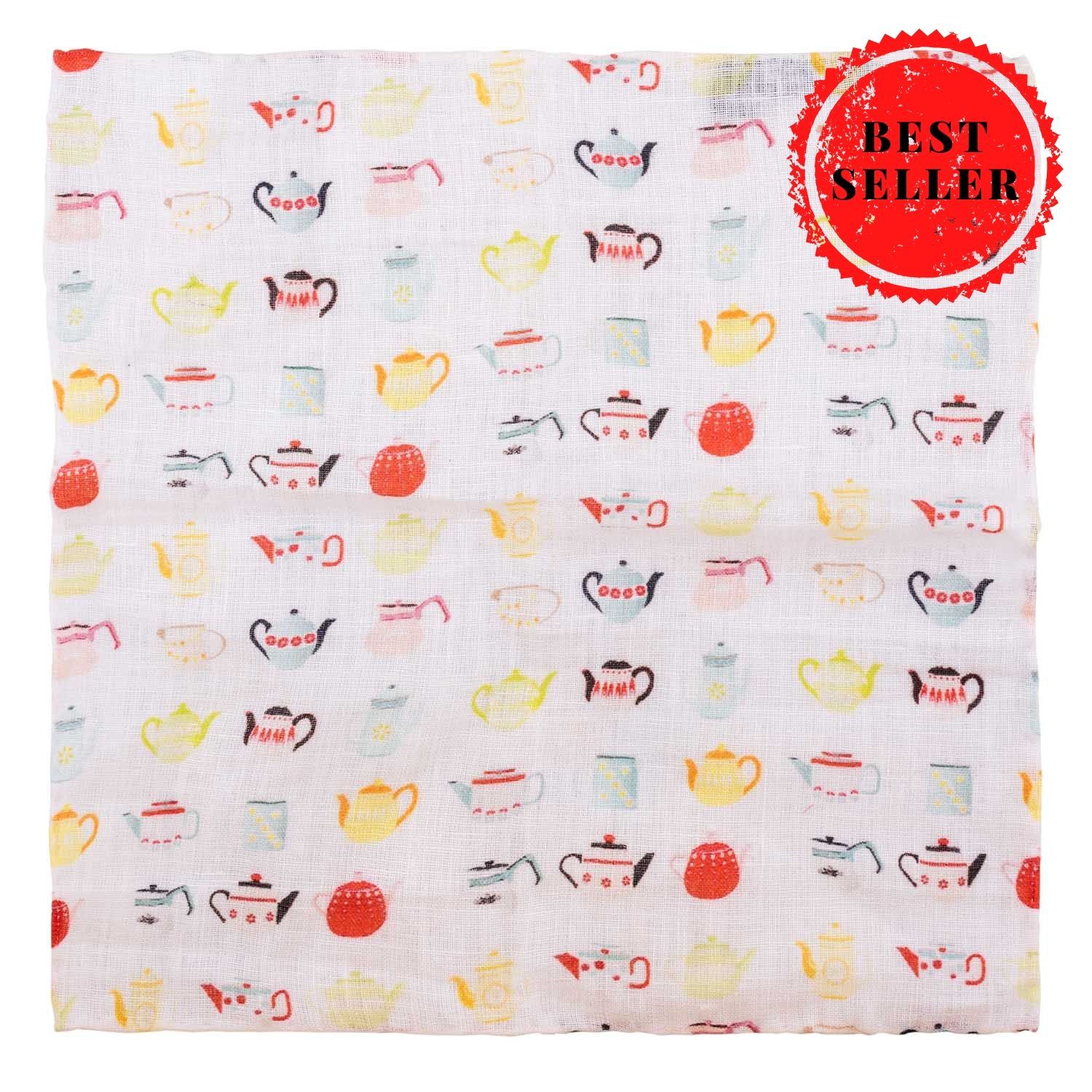 White Geometric Pocket Square for Men