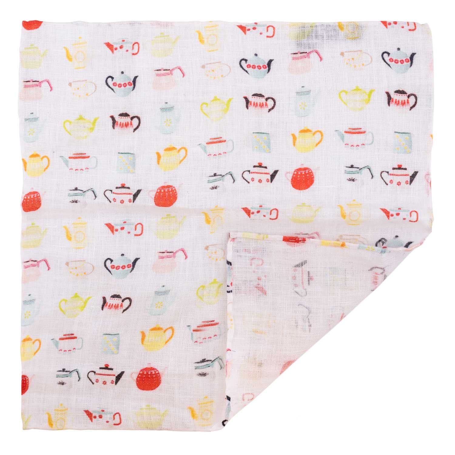 White Geometric Pocket Square for Men