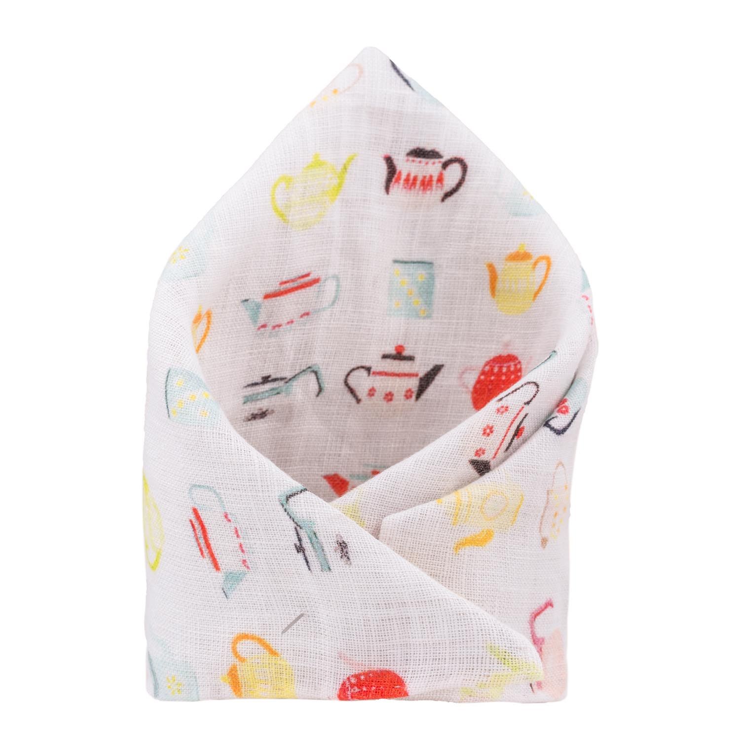 White Geometric Pocket Square for Men