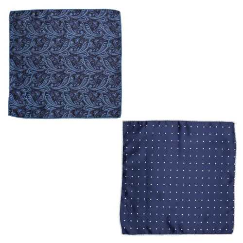 Navy Blue Pocket Square Combo for Men