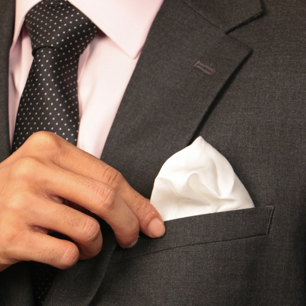 White Pocket Square for Men