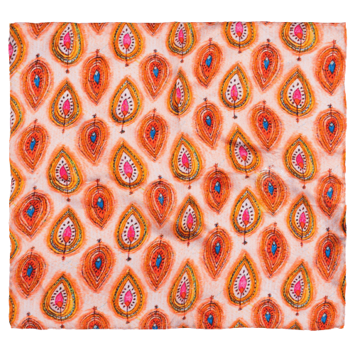 Orange Geometric Pocket Square for Men