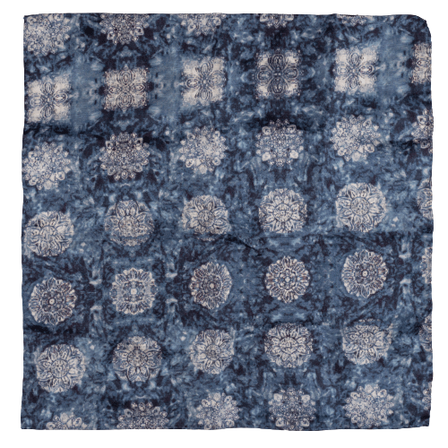 Blue Floral Pocket Square for Men