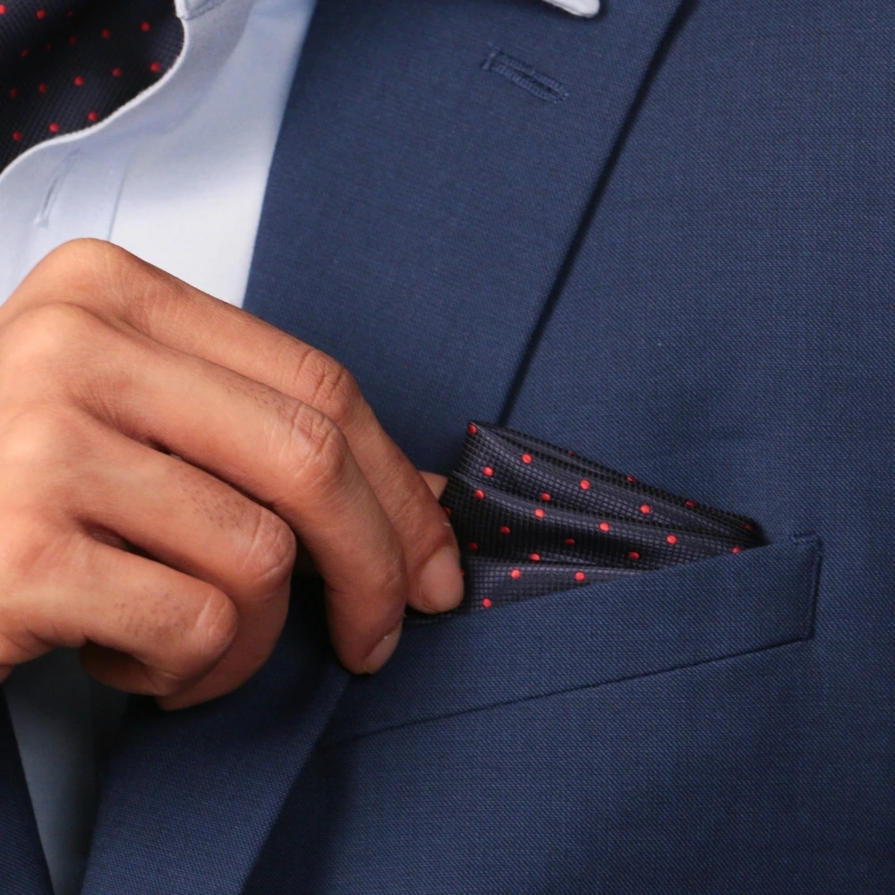 Blue Polka Dot Pocket Square for Men