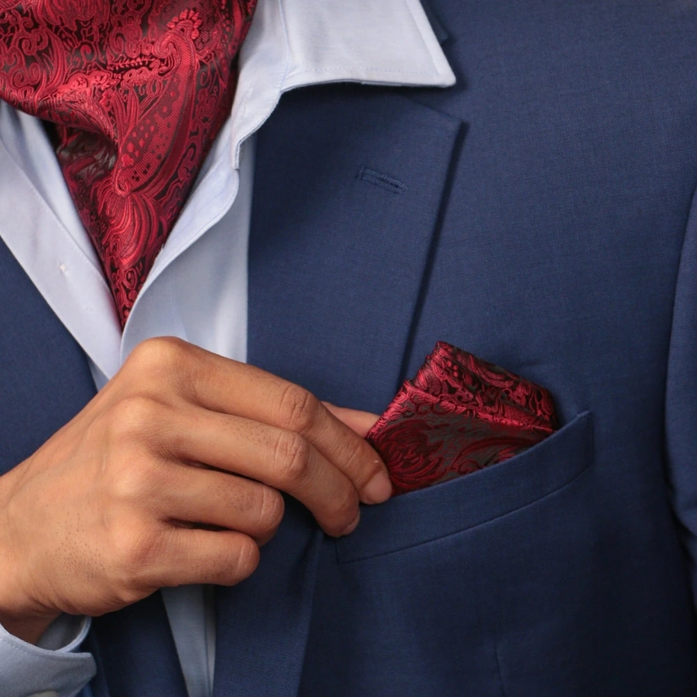 Burgundy Paisley Pocket Square for Men