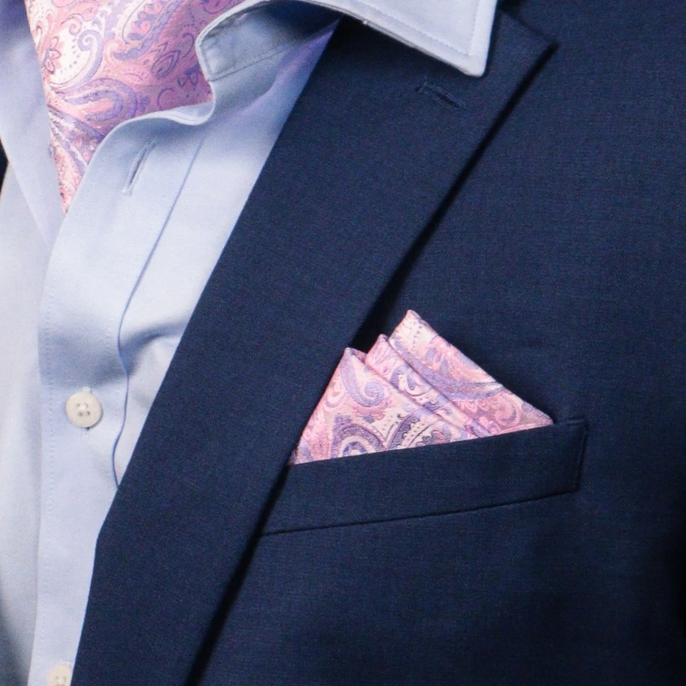 Pink Paisley Pocket Square for Men