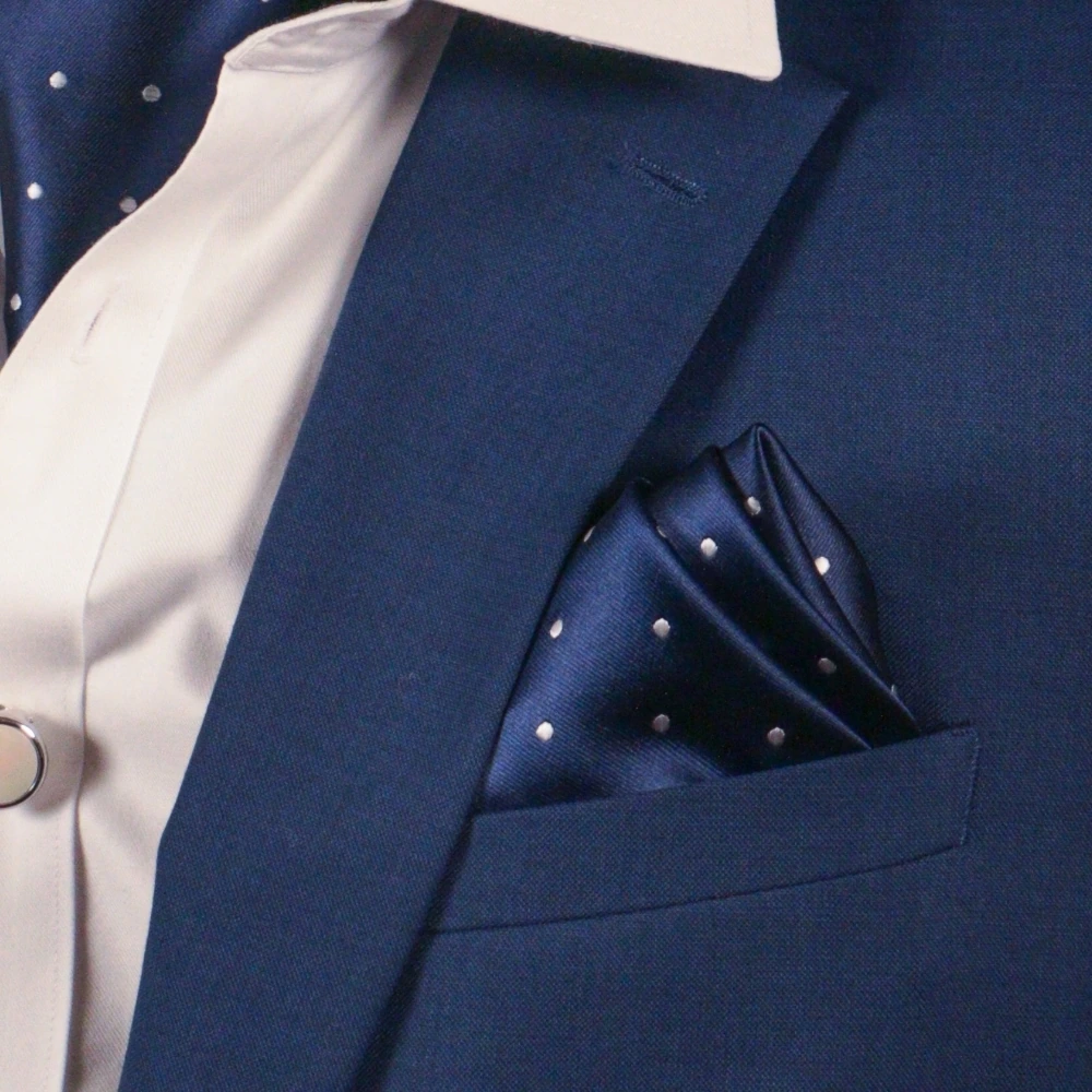 Blue Polka Dot Pocket Square for Men