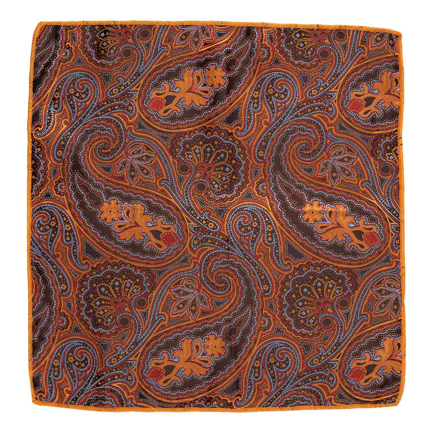 Orange Paisley Pocket Square for Men