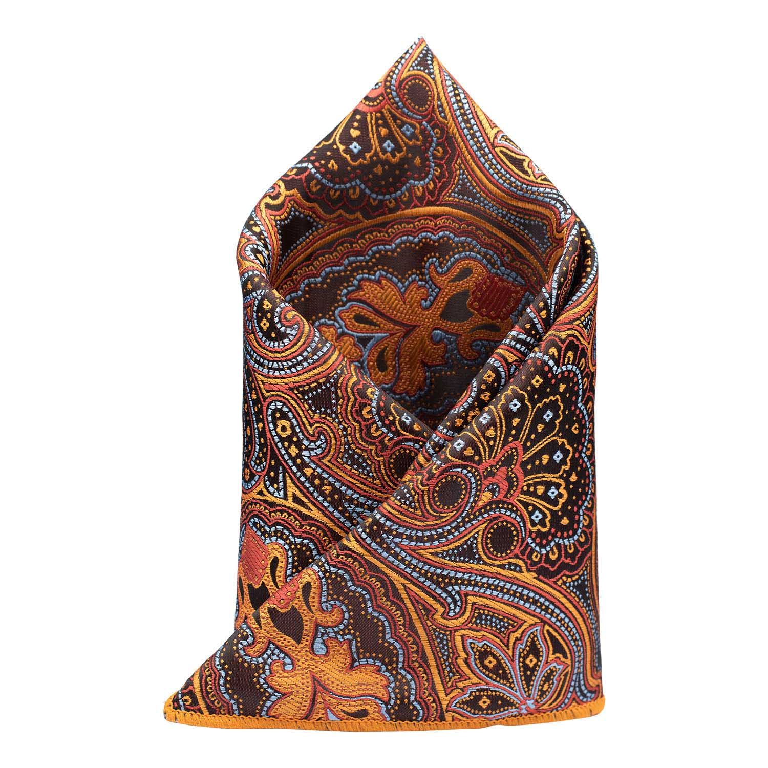 Orange Paisley Pocket Square for Men