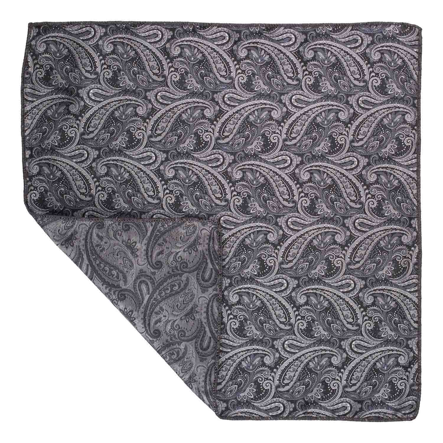 Grey Paisley Pocket Square for Men