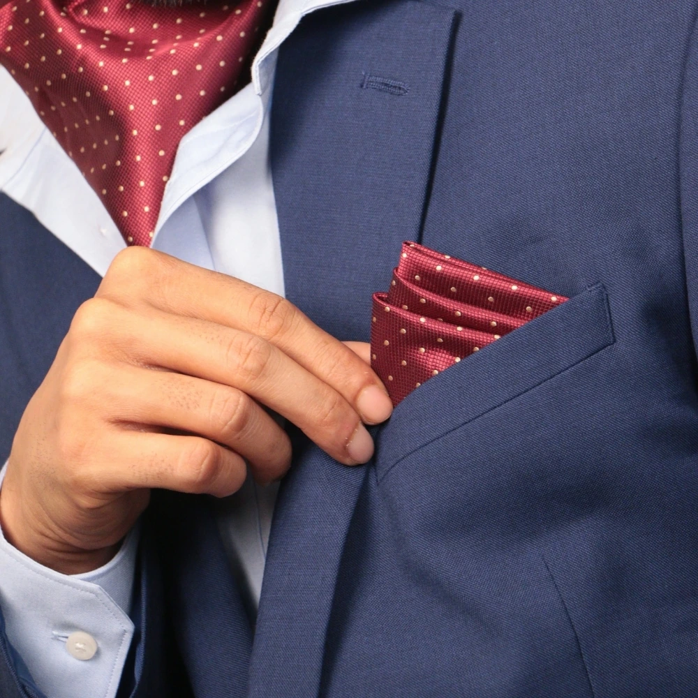 Burgundy Polka Dot Pocket Square for Men