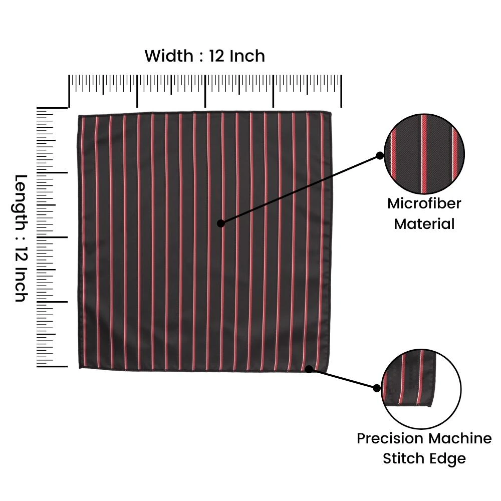 Black Geometric Pocket Square for Men