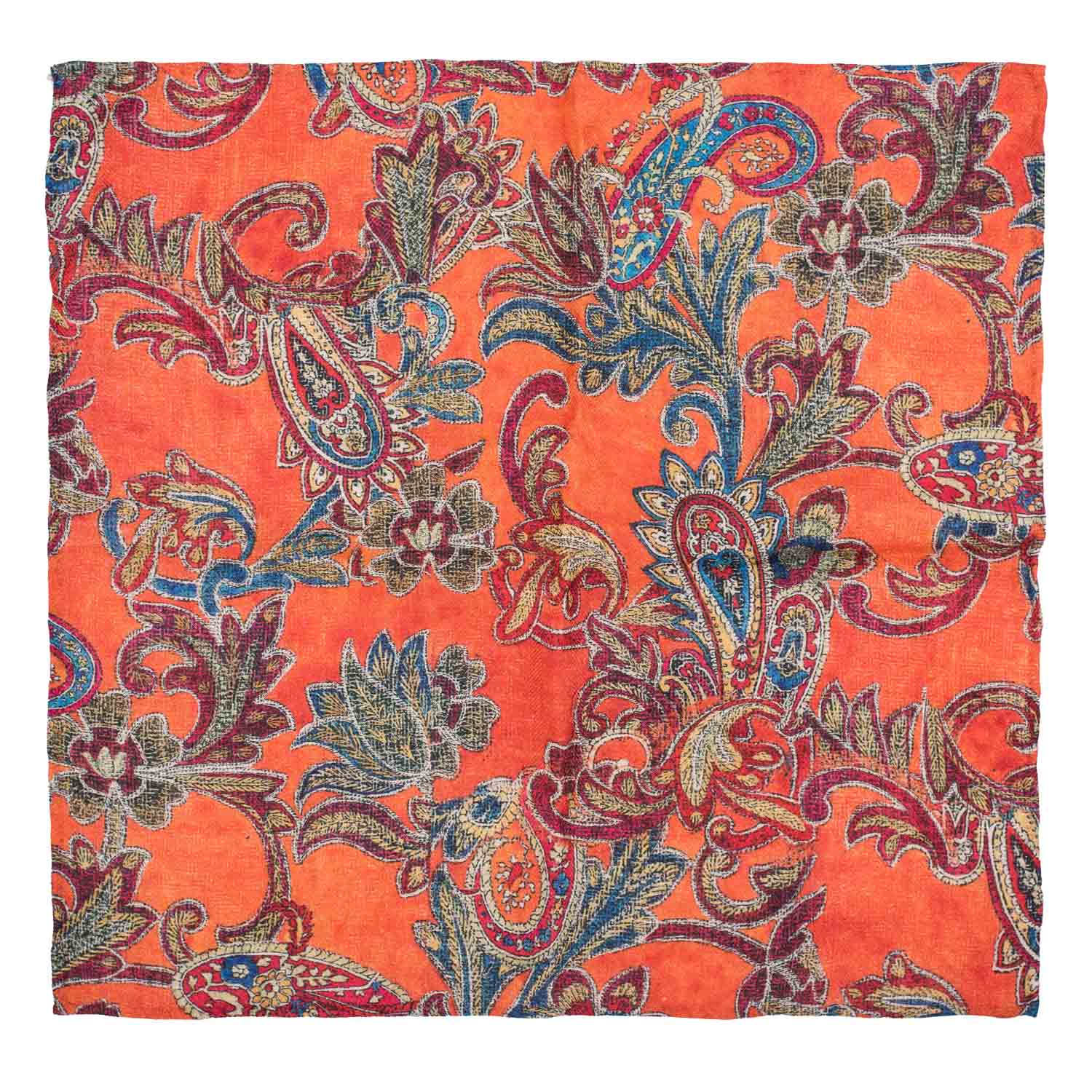 Orange Paisley Pocket Square for Men