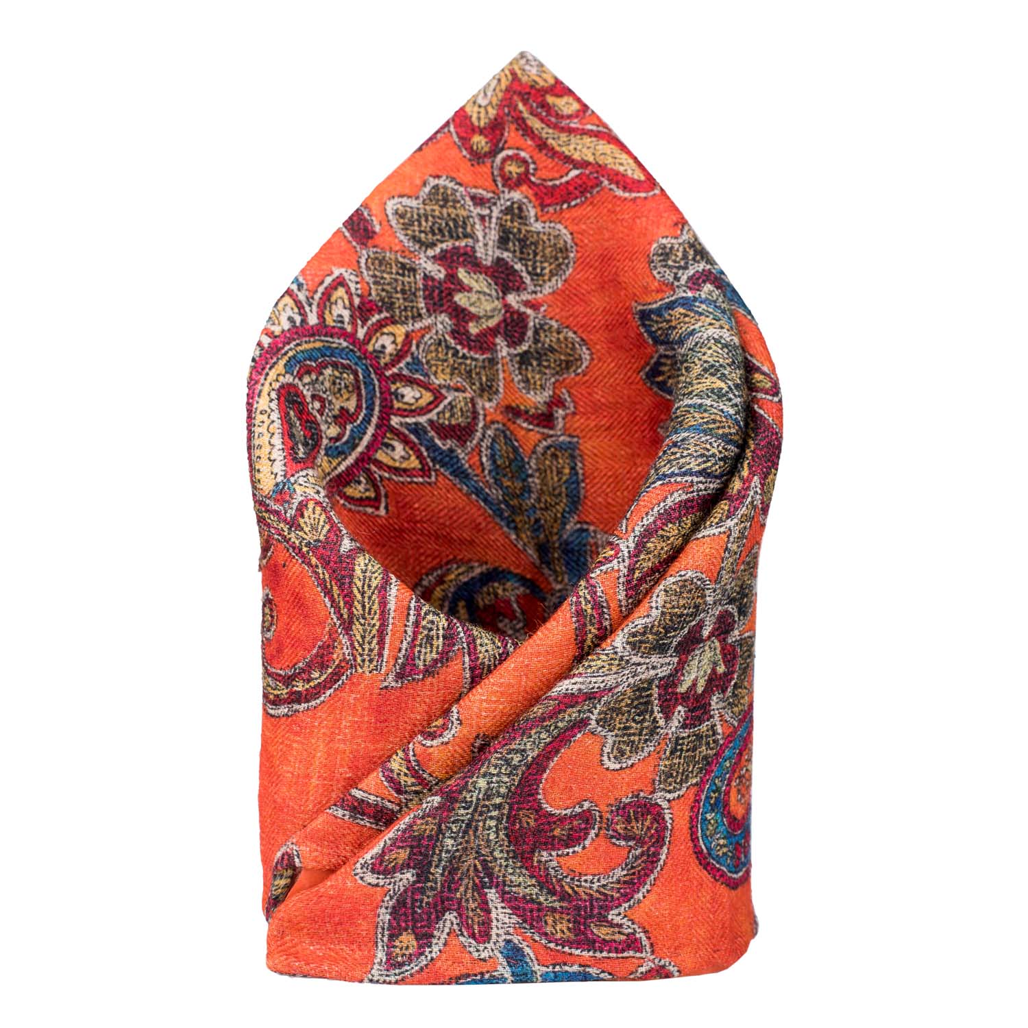 Orange Paisley Pocket Square for Men