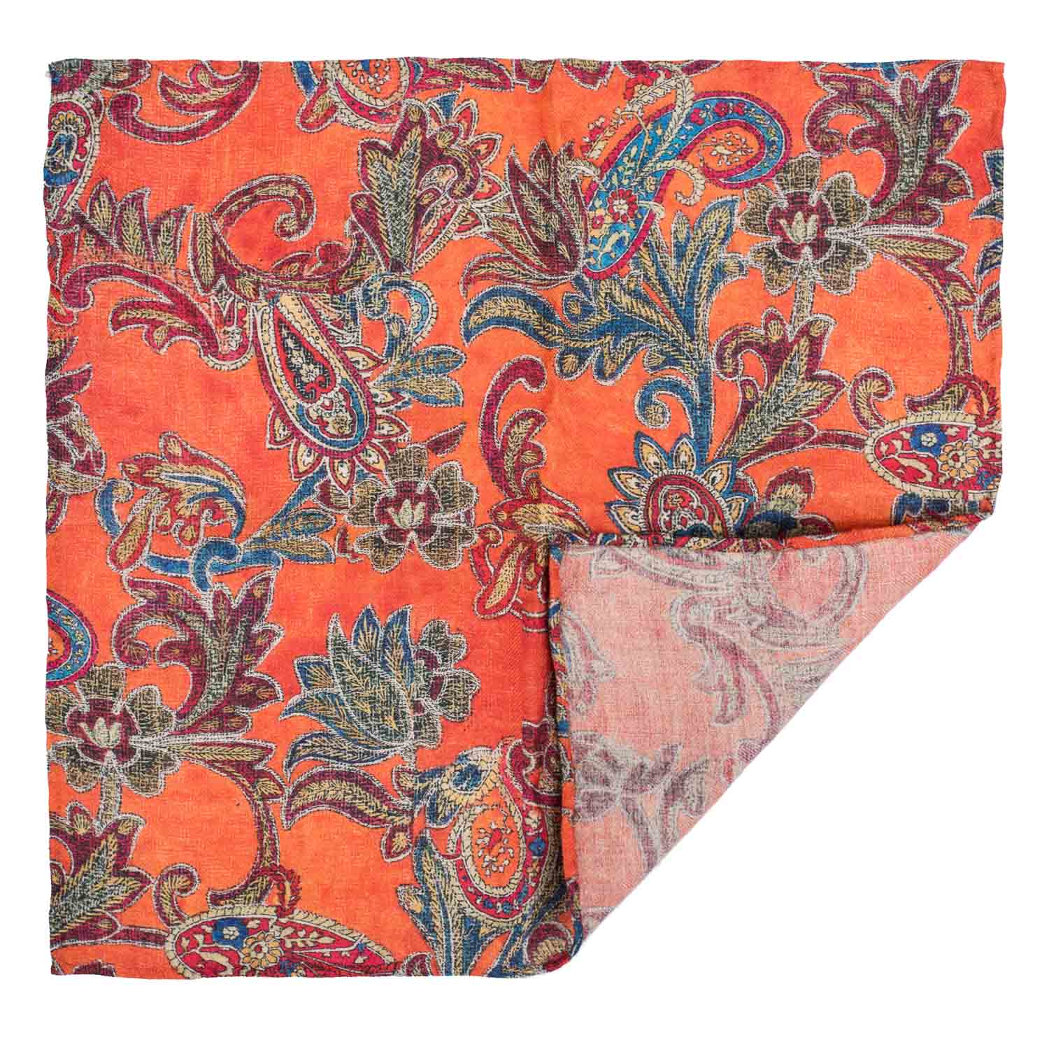Orange Paisley Pocket Square for Men
