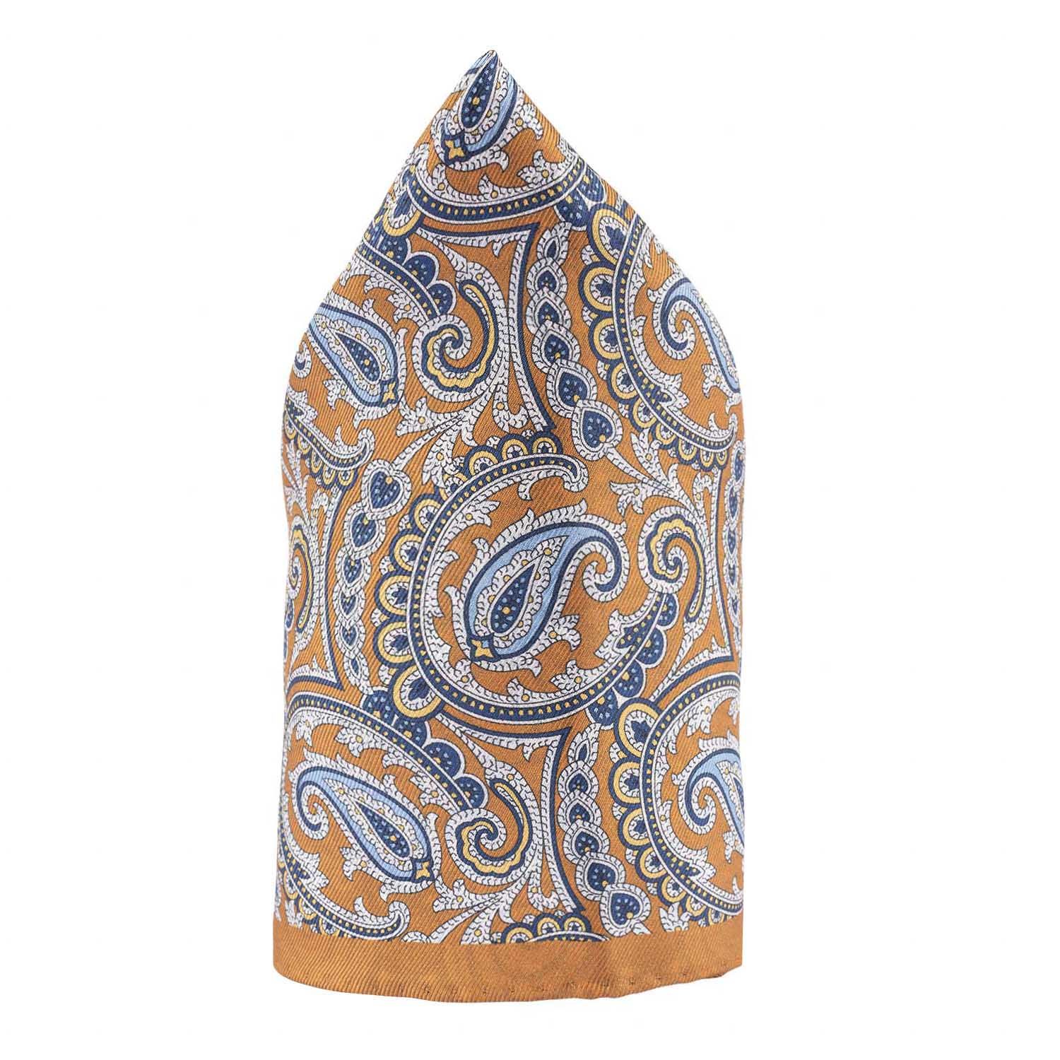Brown Floral Reversible Pocket Square for Men