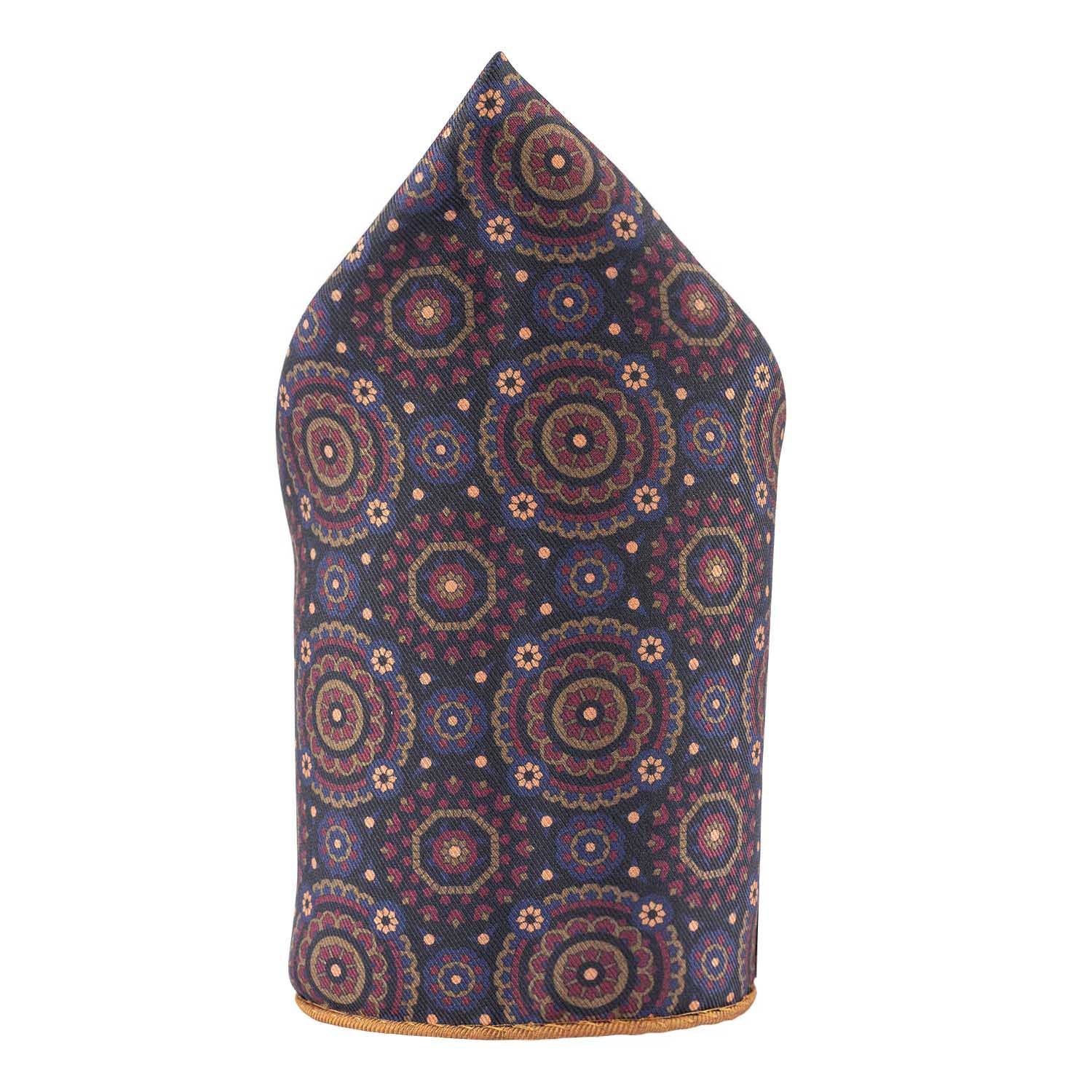Brown Floral Reversible Pocket Square for Men