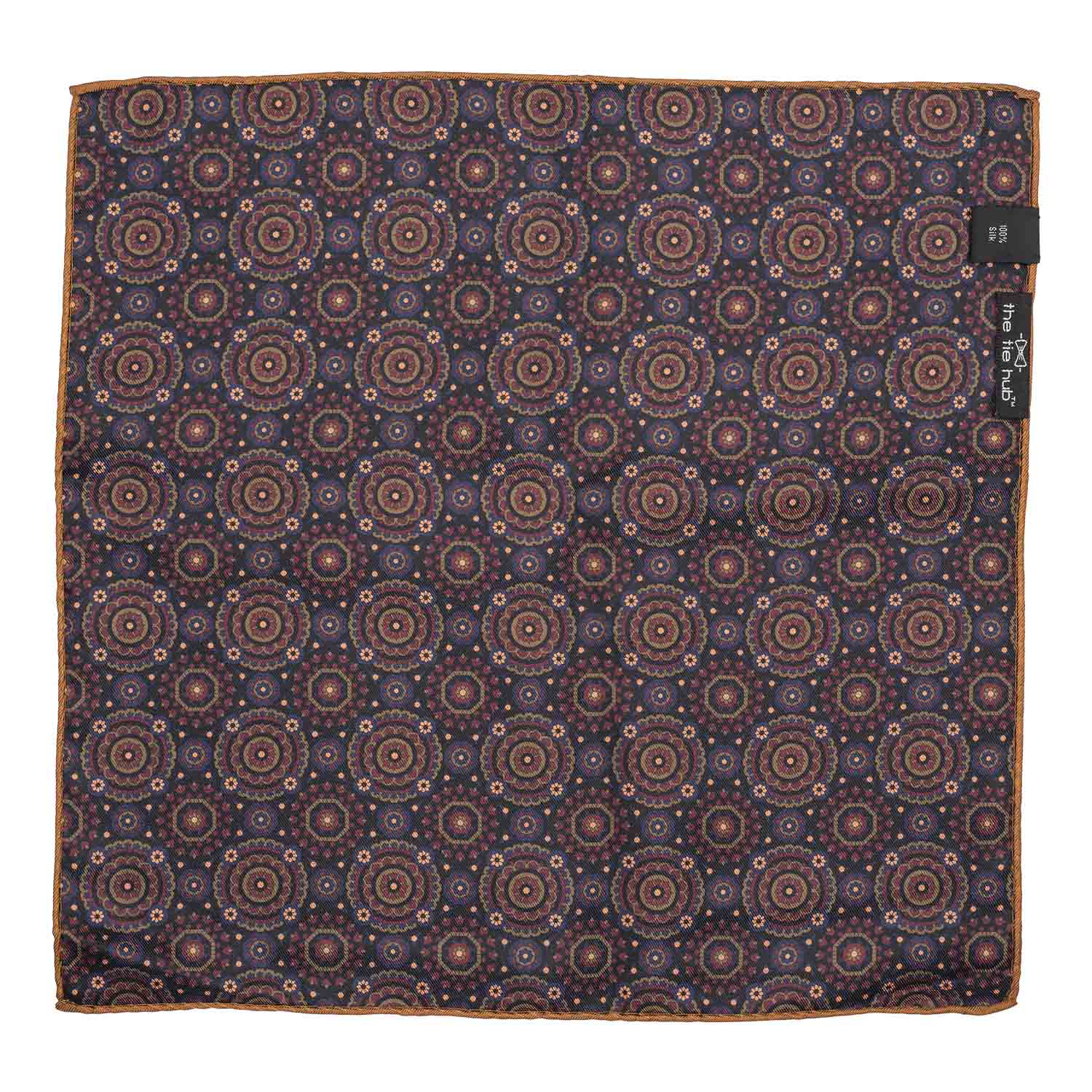 Brown Floral Reversible Pocket Square for Men