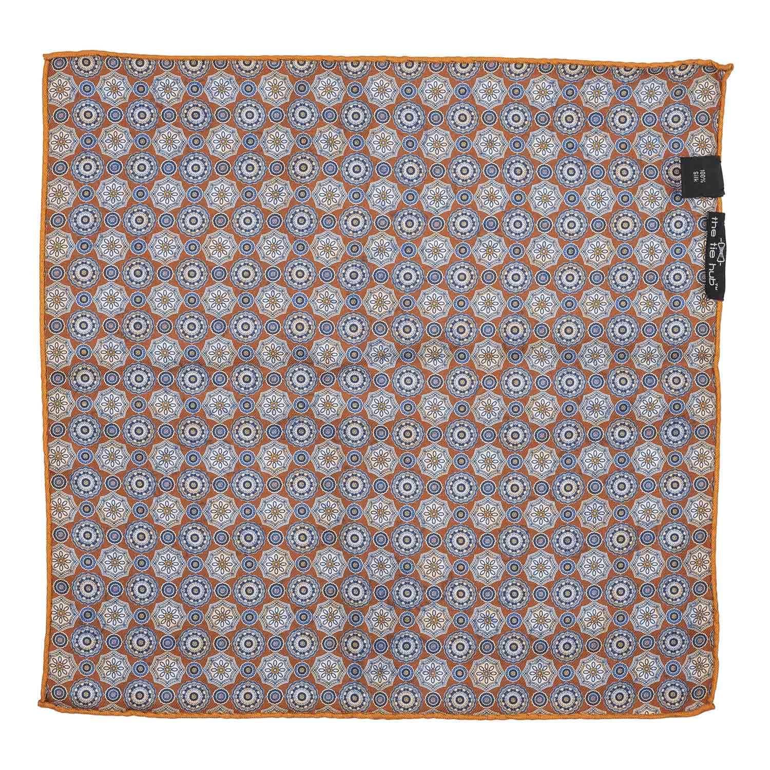 Brown Floral Reversible Pocket Square for Men