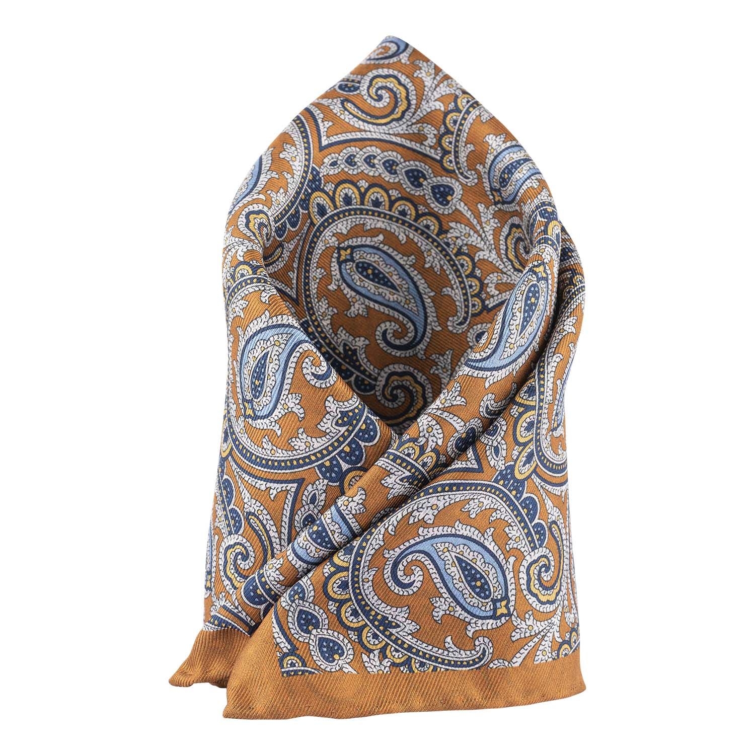 Brown Floral Reversible Pocket Square for Men