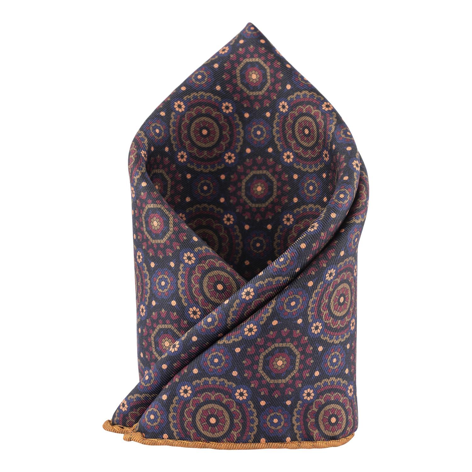 Brown Floral Reversible Pocket Square for Men