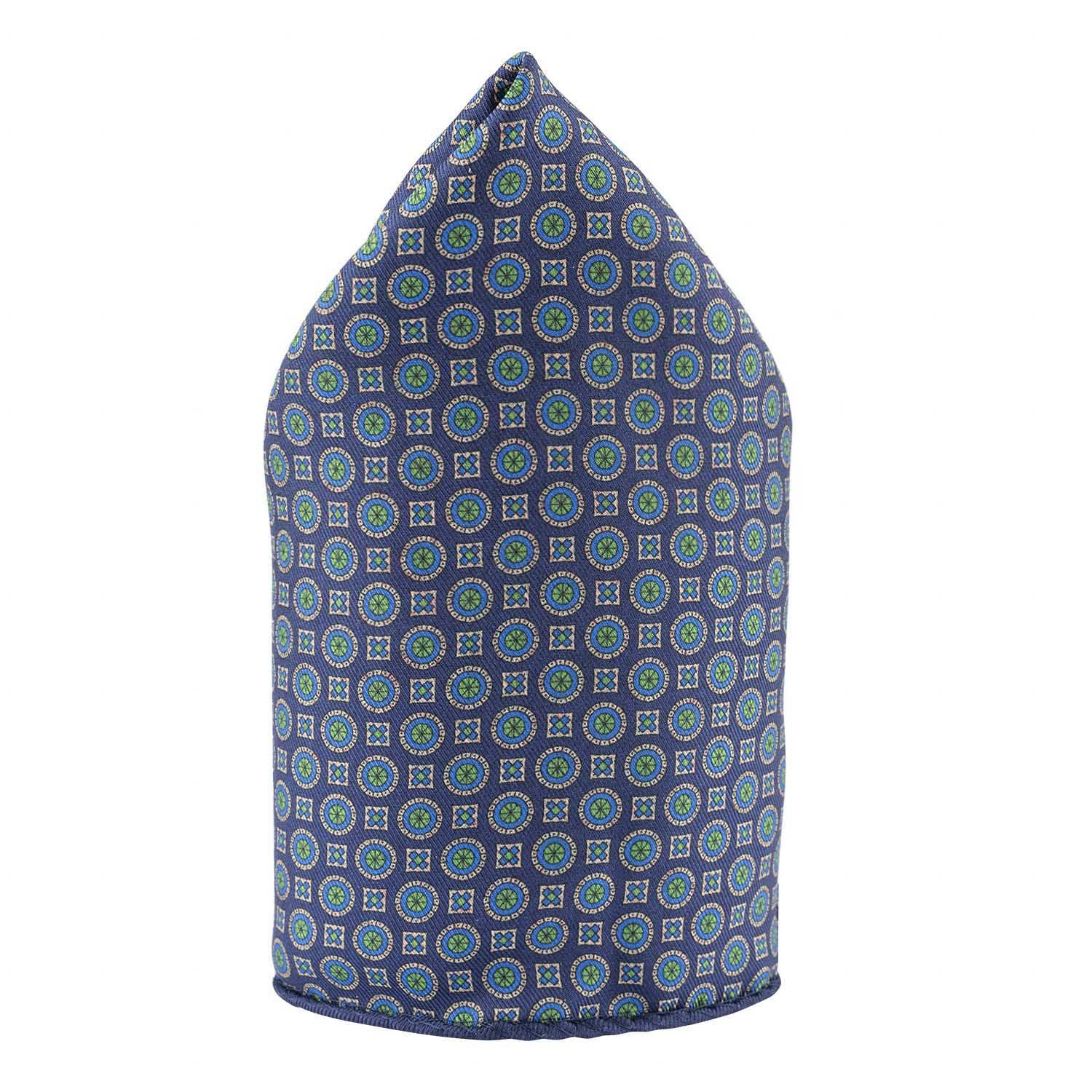 Blue Floral Reversible Pocket Square for Men