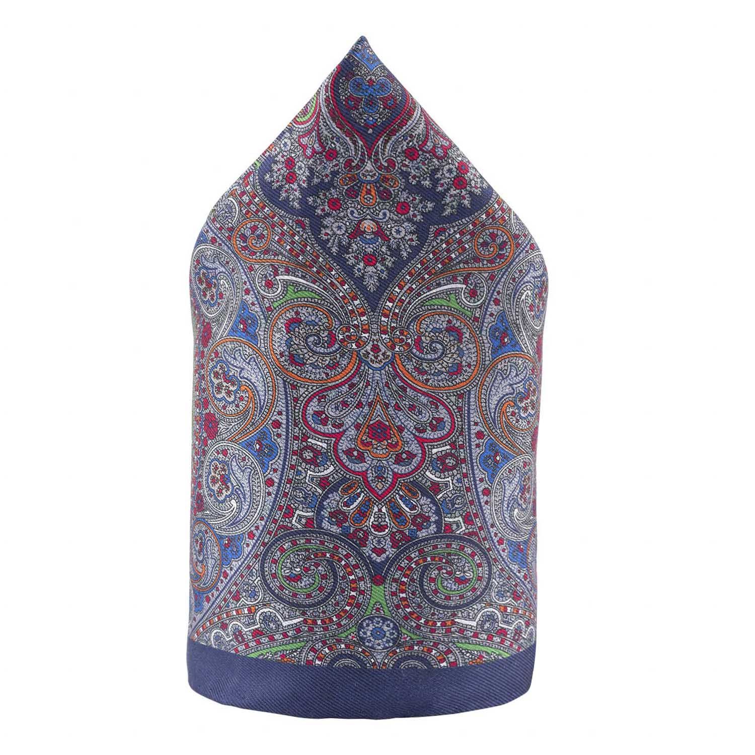 Blue Floral Reversible Pocket Square for Men