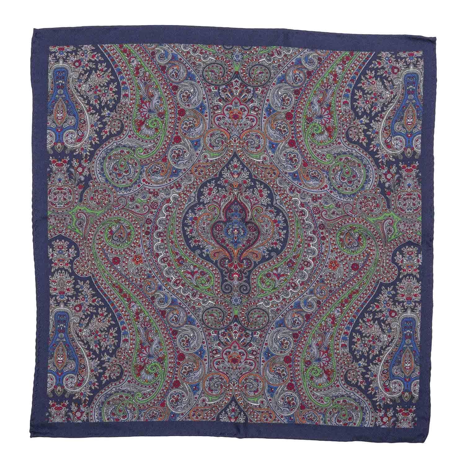 Blue Floral Reversible Pocket Square for Men