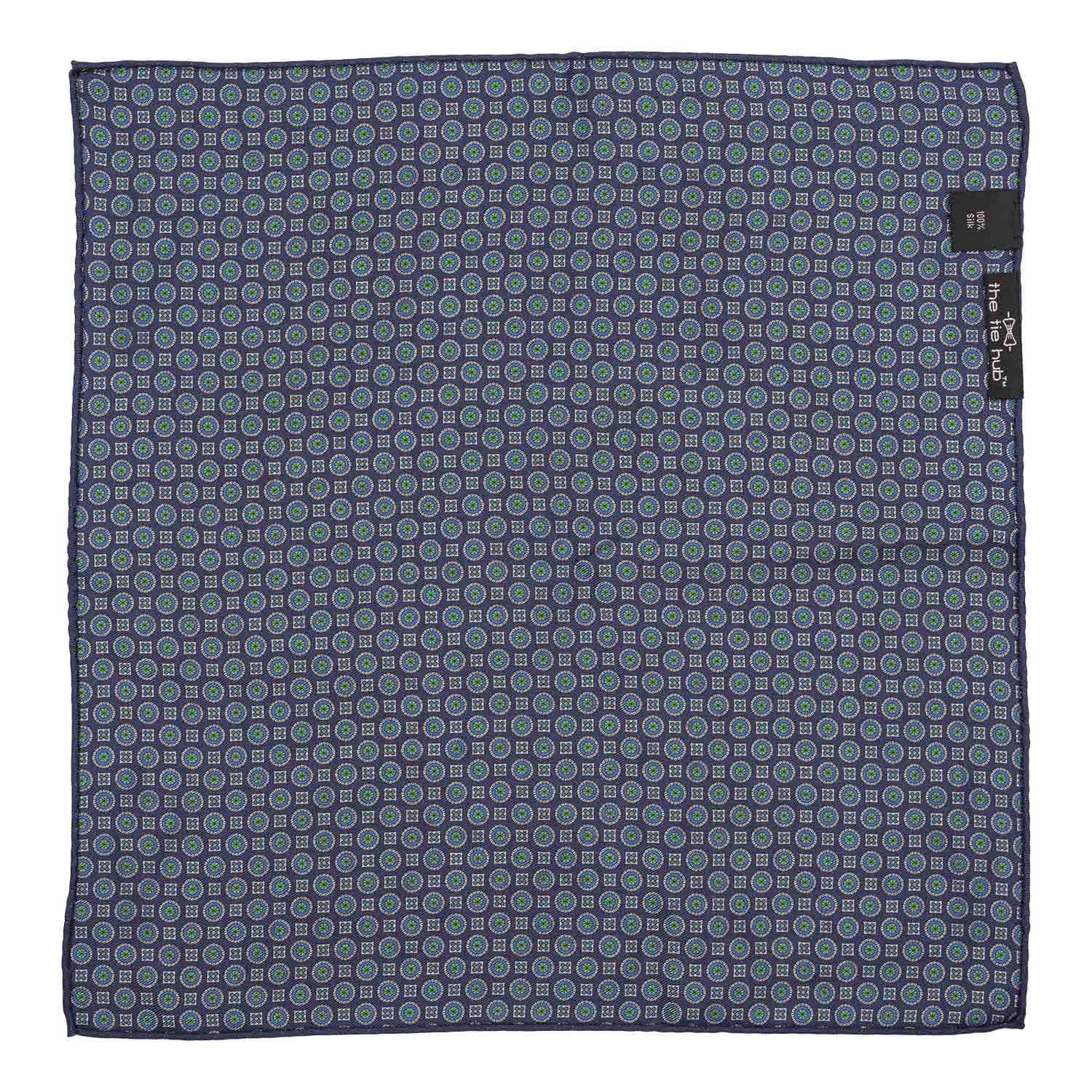 Blue Floral Reversible Pocket Square for Men