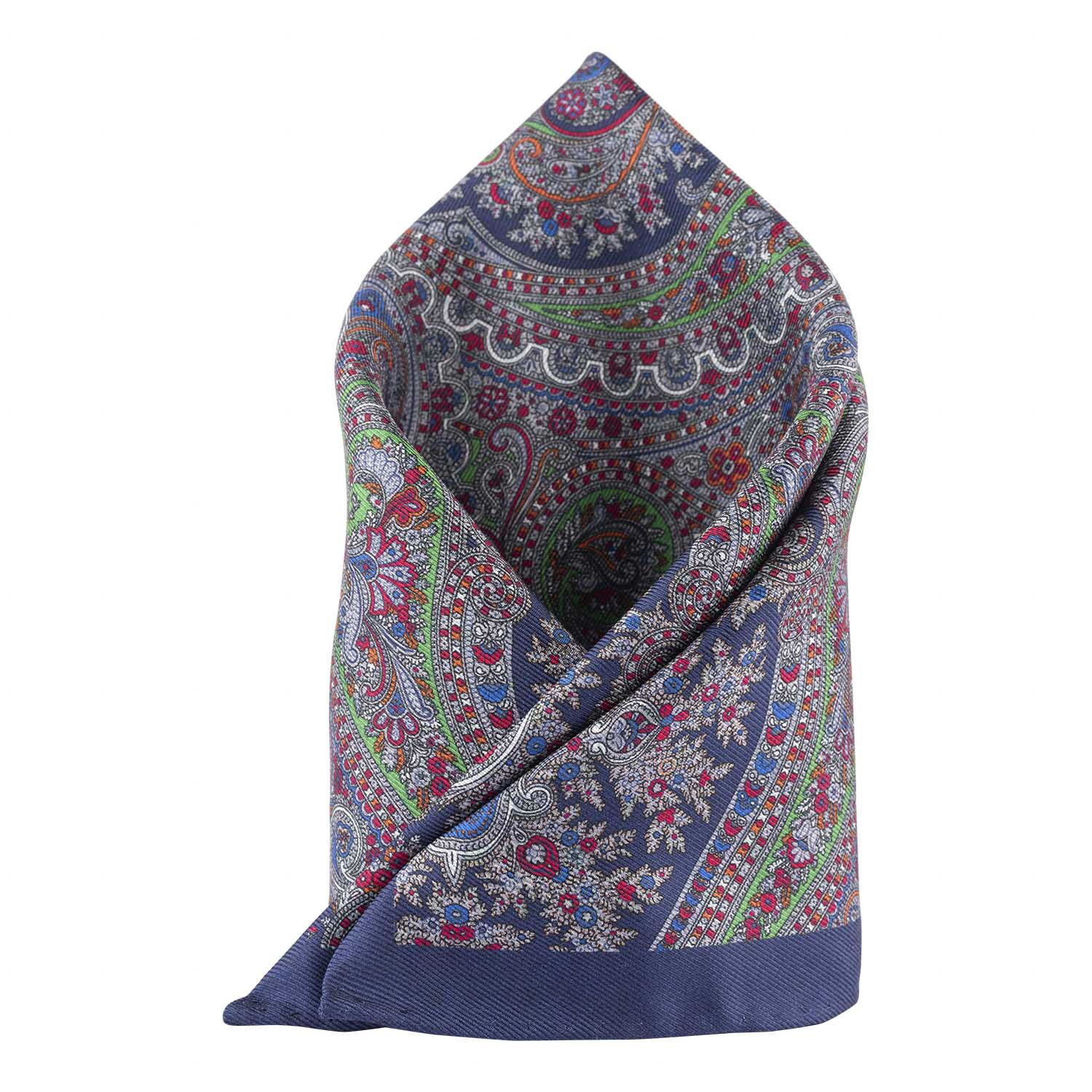 Blue Floral Reversible Pocket Square for Men