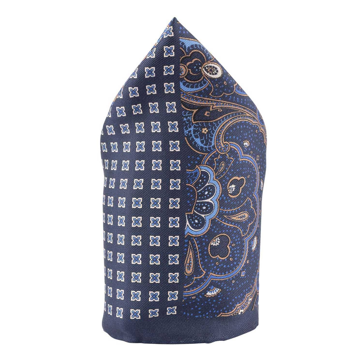Blue Paisley Reversible Pocket Square for Men