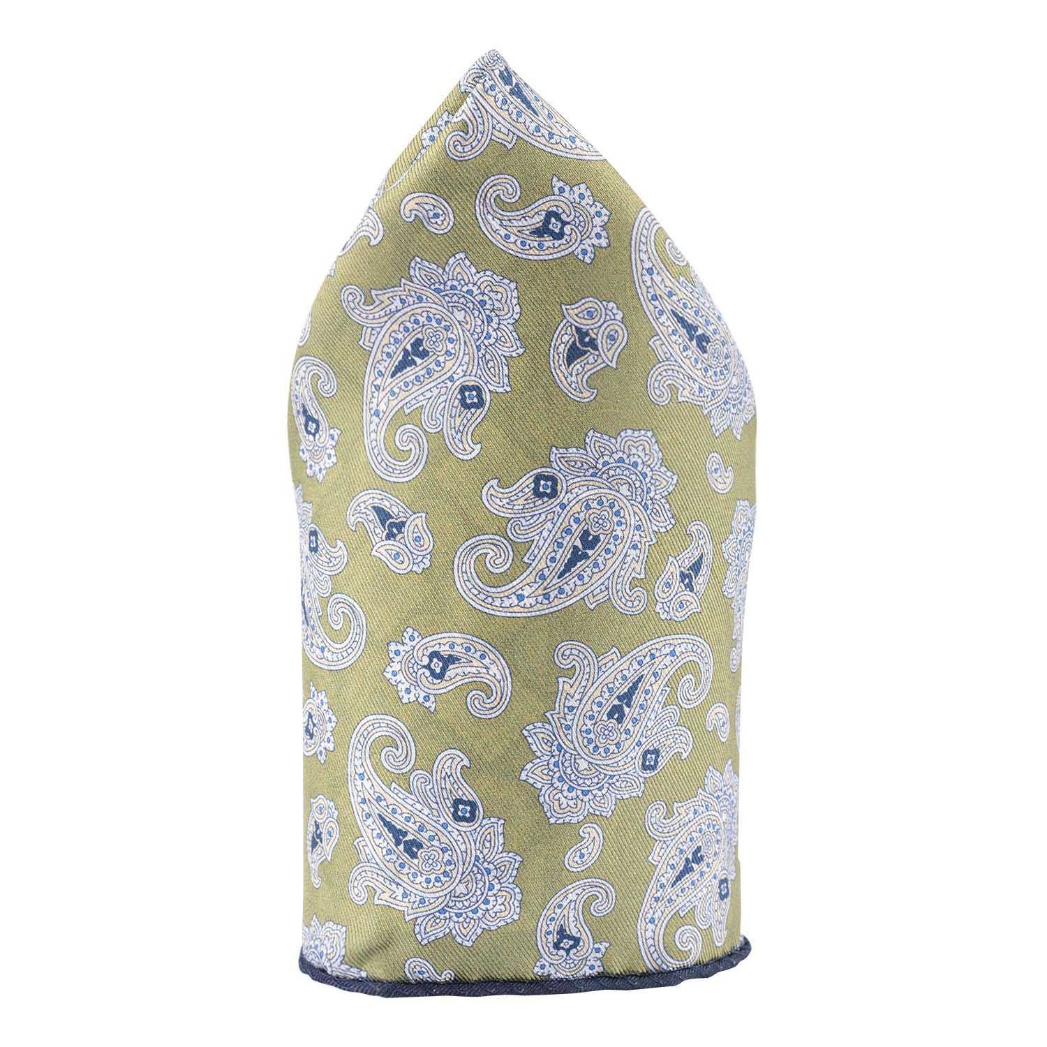 Blue Paisley Reversible Pocket Square for Men