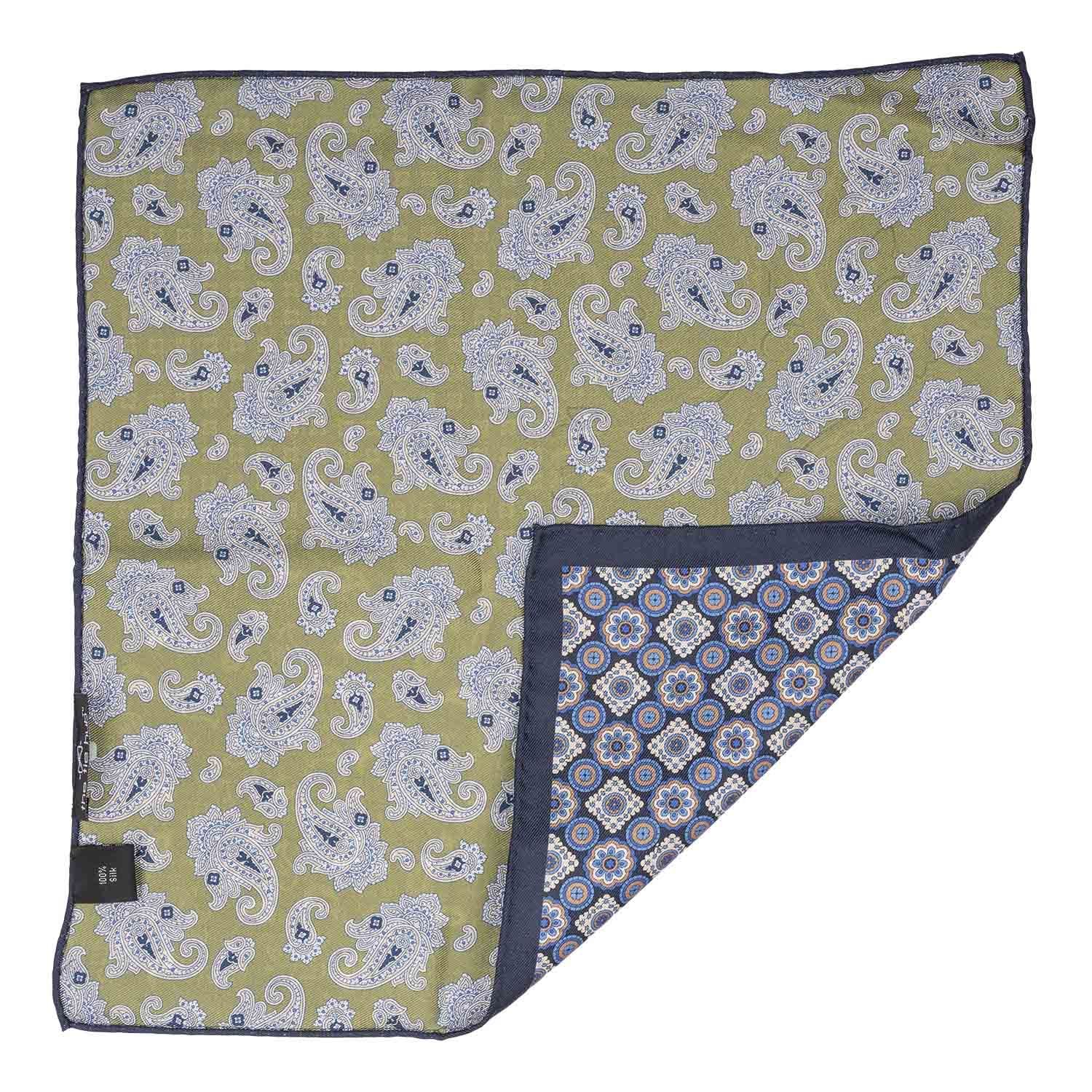 Blue Paisley Reversible Pocket Square for Men