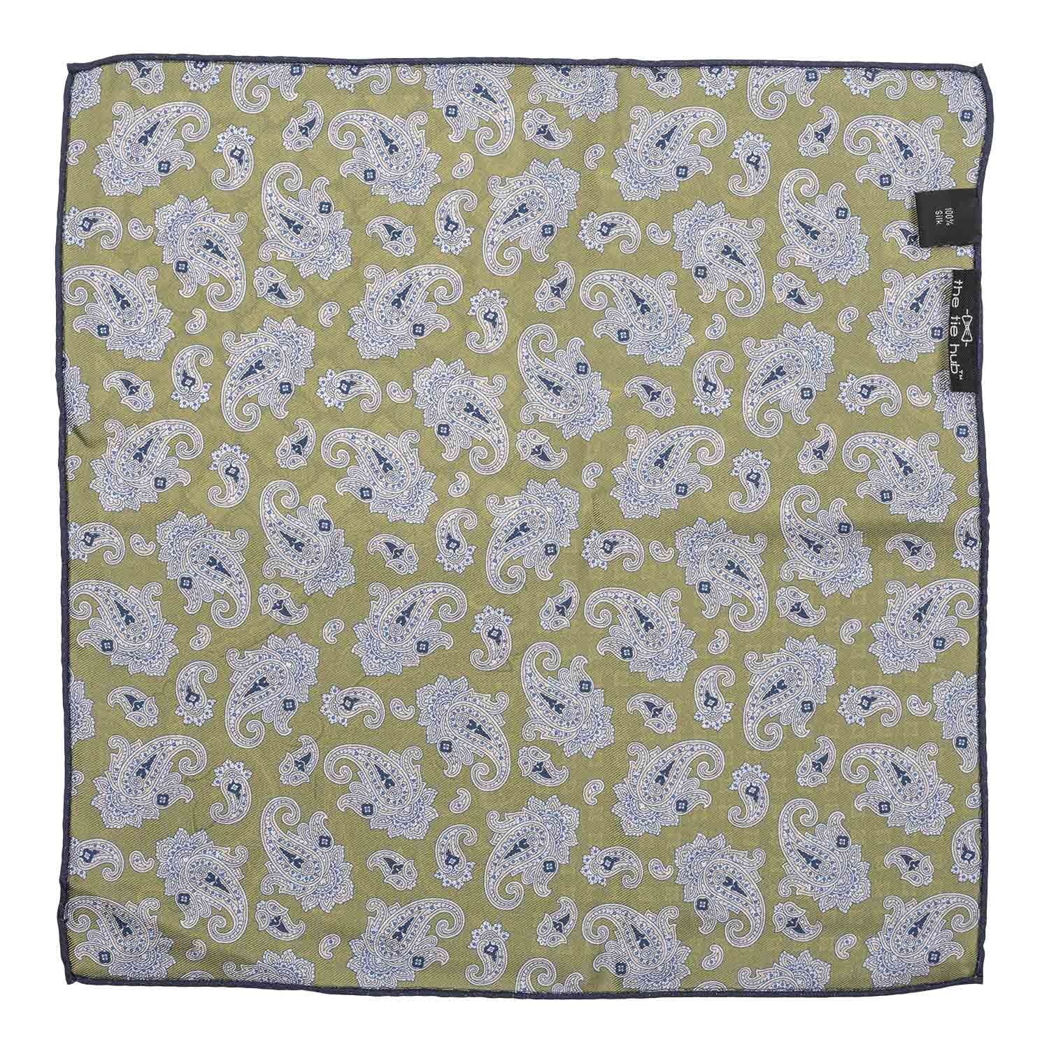 Blue Paisley Reversible Pocket Square for Men