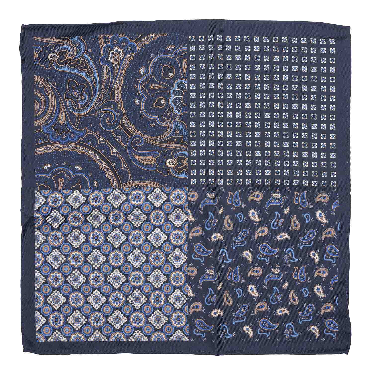 Blue Paisley Reversible Pocket Square for Men