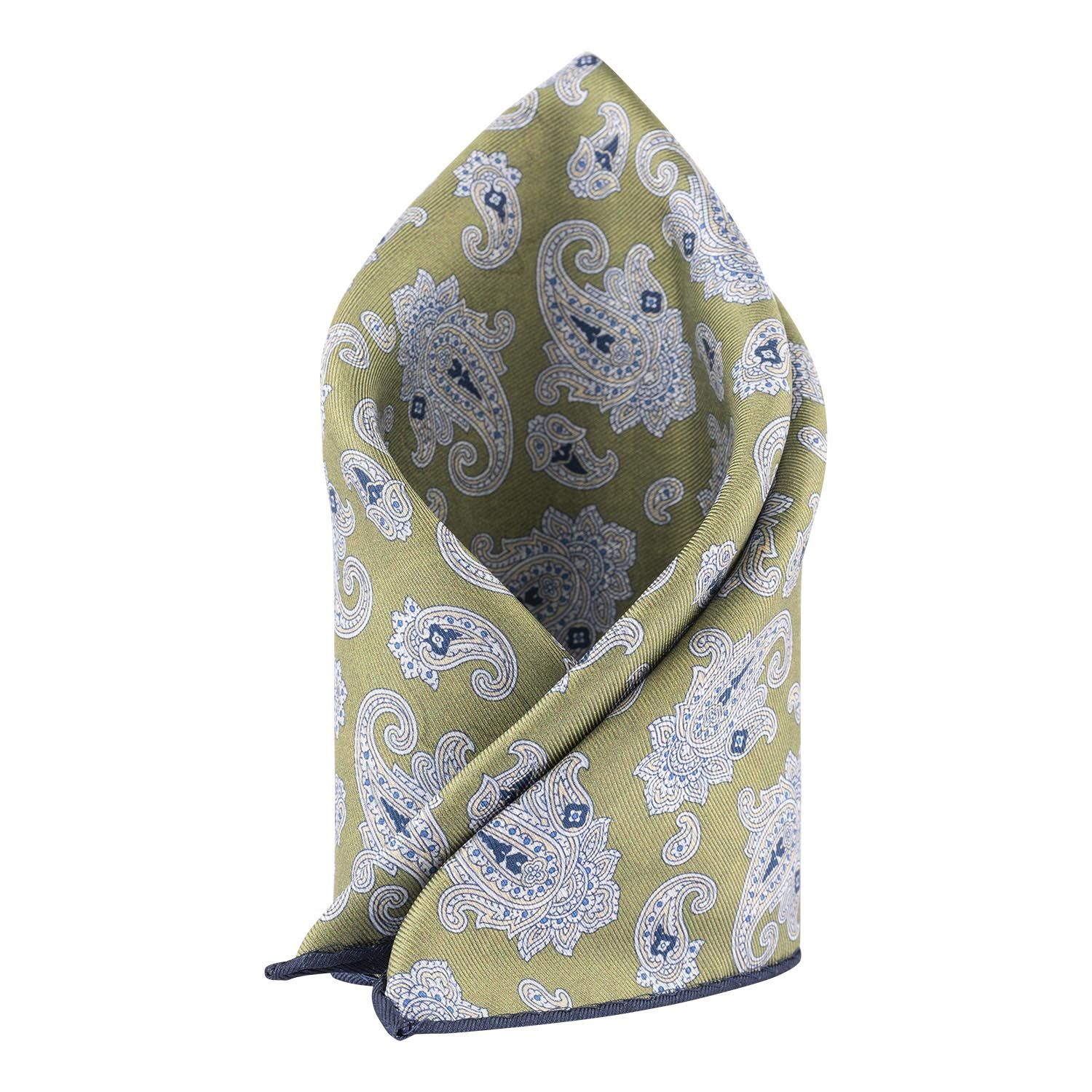 Blue Paisley Reversible Pocket Square for Men