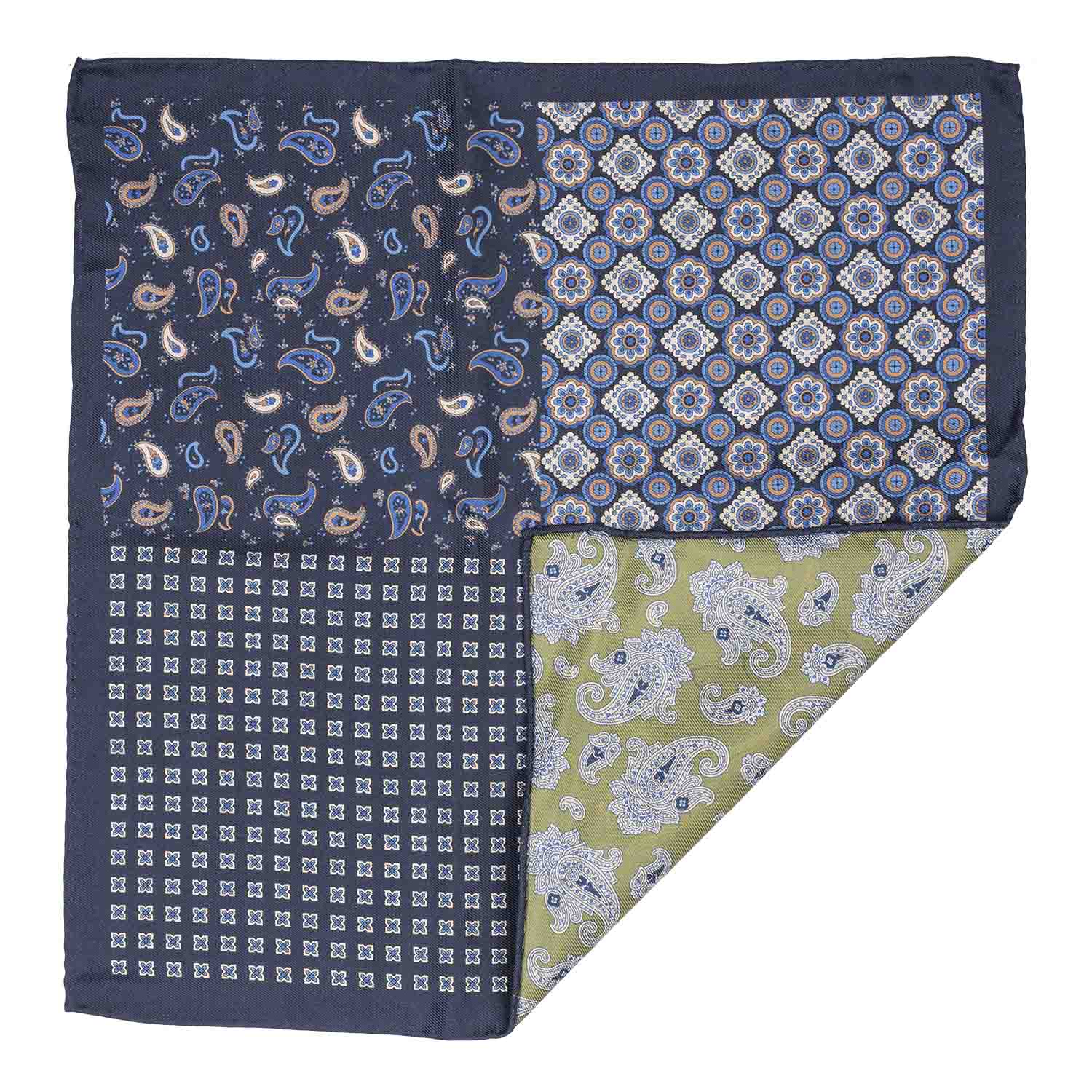 Blue Paisley Reversible Pocket Square for Men