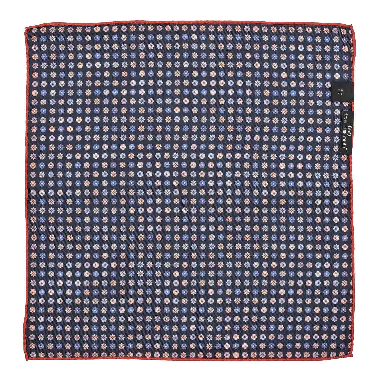 Red Floral Reversible Pocket Square for Men
