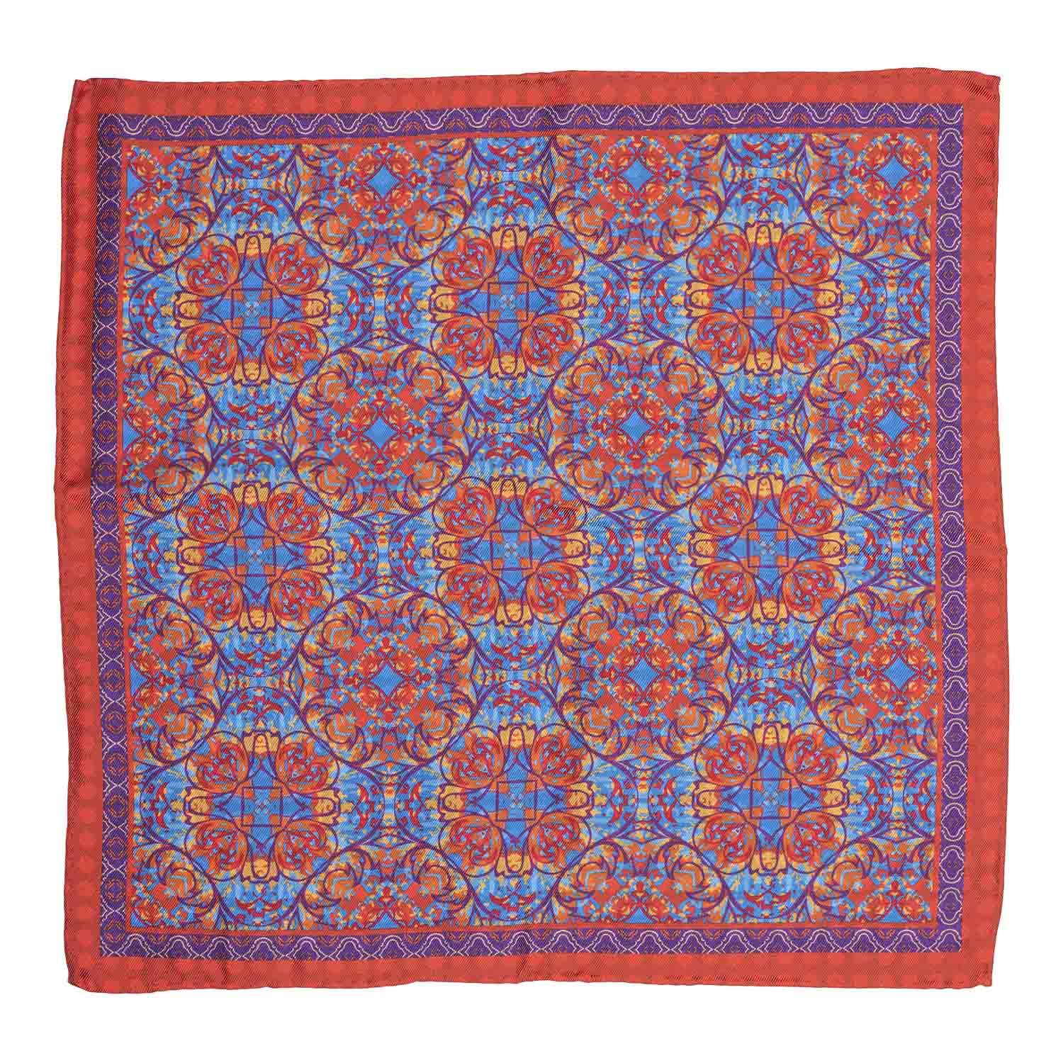 Red Floral Reversible Pocket Square for Men