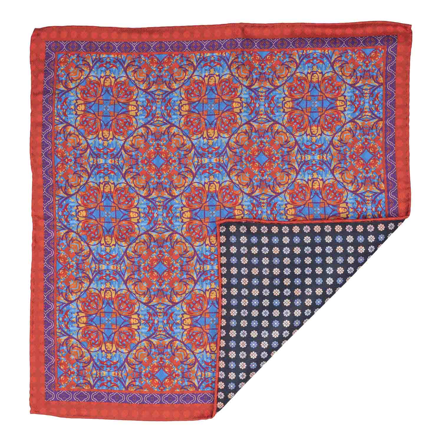 Red Floral Reversible Pocket Square for Men