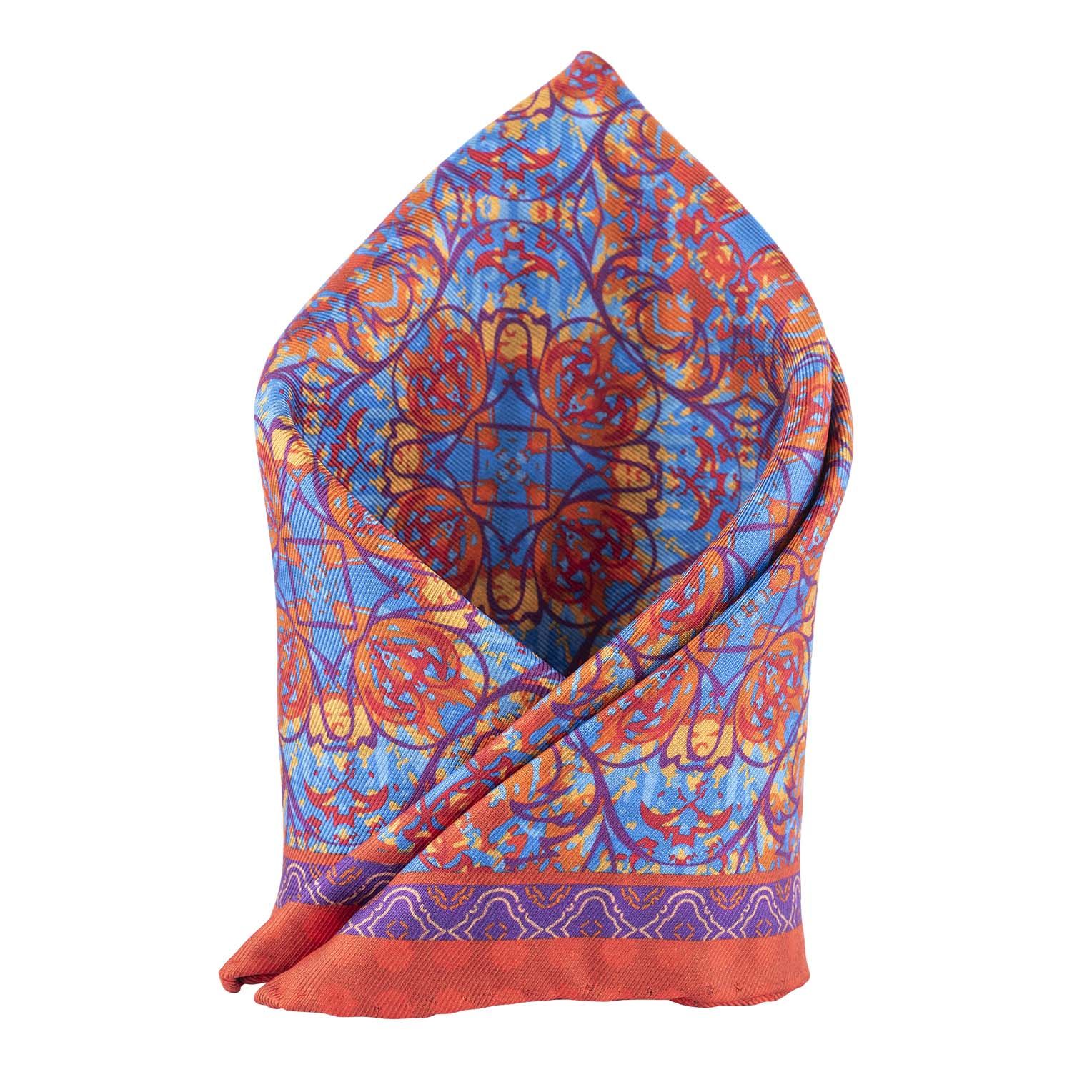 Red Floral Reversible Pocket Square for Men