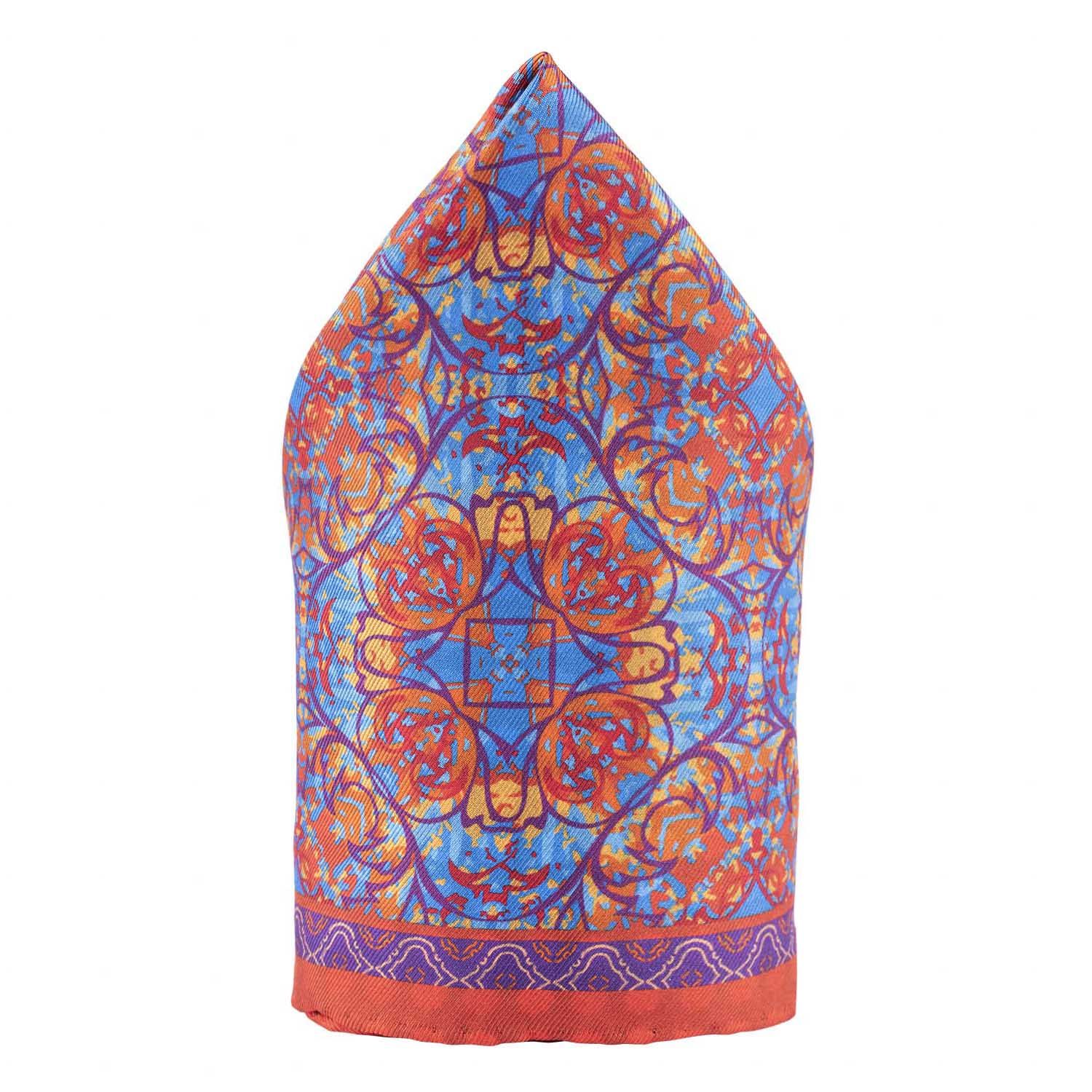 Red Floral Reversible Pocket Square for Men